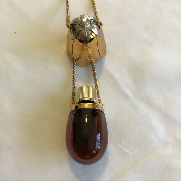 Avon Perfume Filled Eggplant Pendant Necklace Vintage Bird of Paradise Scent NWT - Picture 11 of 12